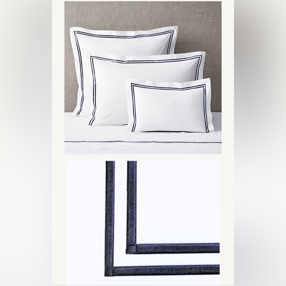 (1) Italian White Hotel Satin Stitch Pillowcase Sham Standard 20”W x 28”L 20x28